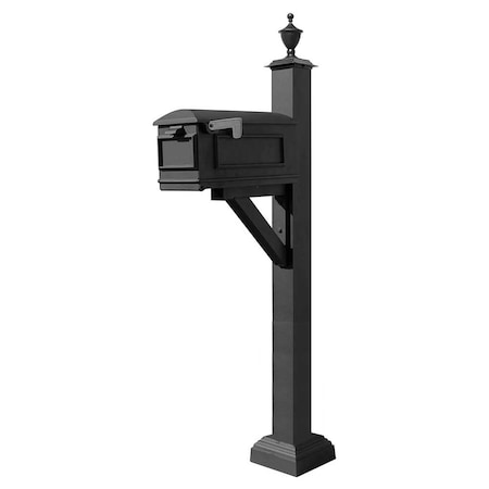 Qualarc Mailbox, Square Collar & Urn Finial, (Black) WPD-SC2-S5-LMC-BLK